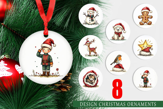 Ornament Santa Hat Whimsy Sublimation artnoy 