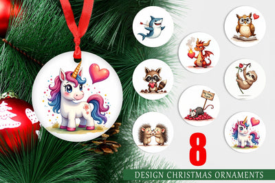 Ornament Sarcastic Animals Valentine Cynical Critters Watercolor Sublimation artnoy 