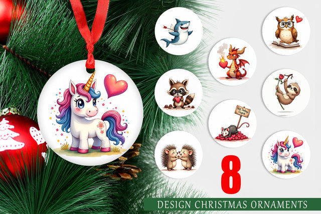 Ornament Sarcastic Animals Valentine Cynical Critters Watercolor Sublimation artnoy 