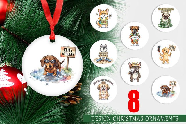 Ornament Sarcastic Anti Summer Dog Watercolor Sublimation artnoy 