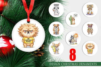 Ornament Sarcastic Heatwave Dog Watercolor Sublimation artnoy 