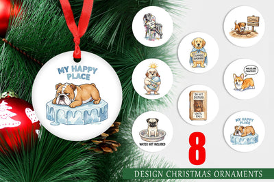 Ornament Sarcastic Lazy Summer Dog Watercolor Sublimation artnoy 