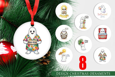 Ornament Sarcastic Melting Ghost Watercolor Sublimation artnoy 