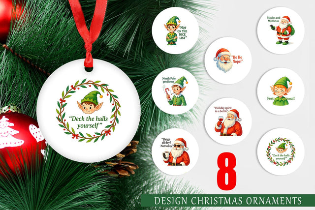 Ornament Sarcastic Santa Elves Sublimation artnoy 
