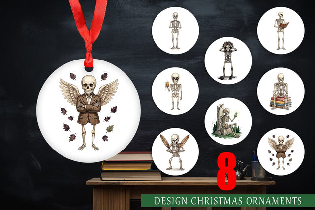Ornament Sarcastic Skeleton Dark Academia Sublimation artnoy 