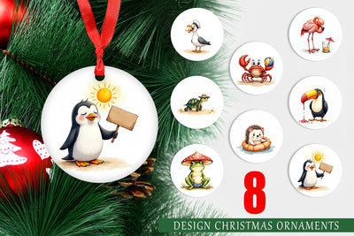 Ornament Sarcastic Summer Animals Watercolor Sublimation artnoy 