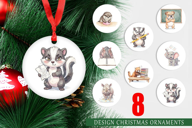 Ornament Sassy Grumpy School Animal Sublimation artnoy 