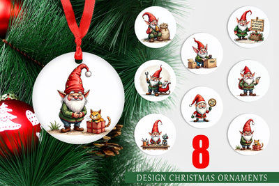 Ornament Sassy Santa's Helpers: Watercolor Gnome Crew Sublimation artnoy 