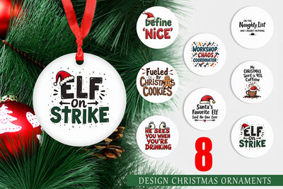 Ornament Sassy Santa's Sayings Sarcastic Christmas Quotes Sublimation artnoy 