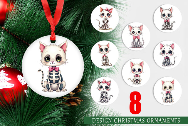 Ornament Sassy Skeleton Cat Sublimation artnoy 