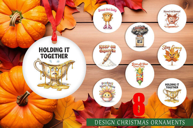 Ornament Sassy Vintage Harvest Watercolor Sublimation artnoy 