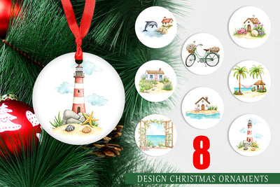 Ornament Seaside Cottage Sublimation artnoy 