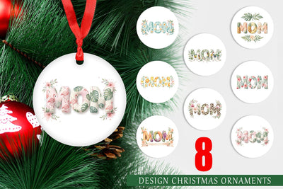 Ornament Shabby Chic Tropical MOM Watercolor Sublimation artnoy 
