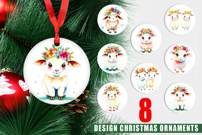 Ornament Sheep with Floral Crowns Sublimation artnoy 