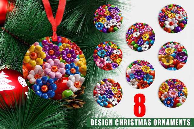 Ornament Shiny 3D Flowers Sublimation artnoy 