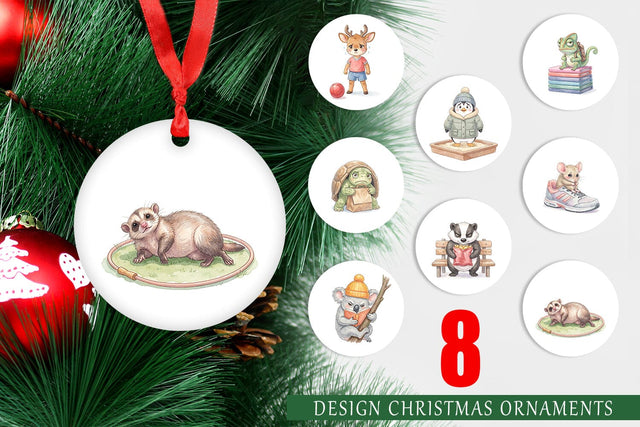 Ornament Shy Awkward School Animal Watercolor Sublimation artnoy 