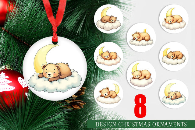 Ornament Sleepy Bear Cloud Sublimation artnoy 