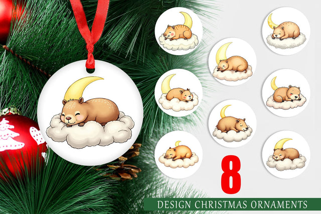 Ornament Sleepy Capybara Cloud Sublimation artnoy 