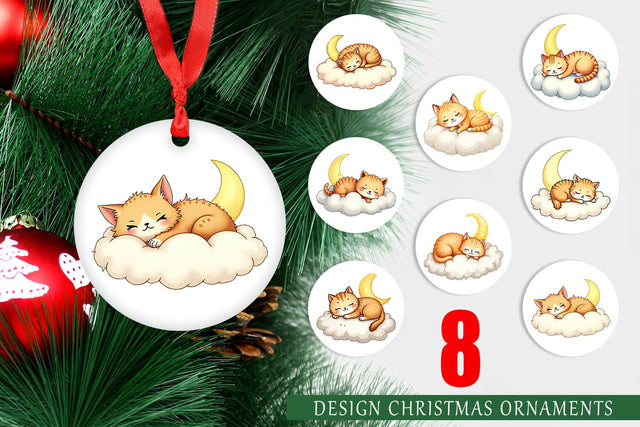 Ornament Sleepy Cat Cloud Sublimation artnoy 