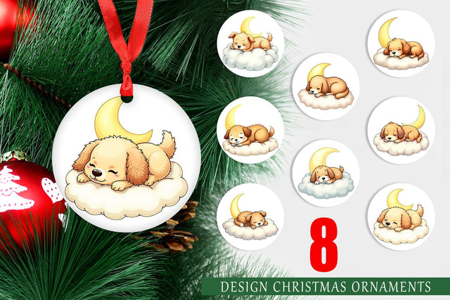 Ornament Sleepy Dog Cloud Sublimation artnoy 