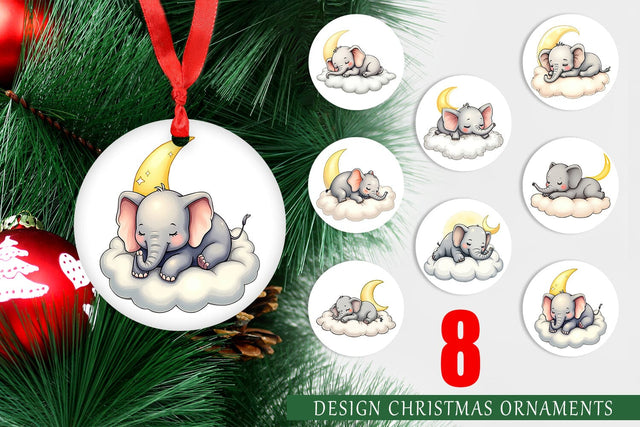 Ornament Sleepy Elephant Cloud Sublimation artnoy 