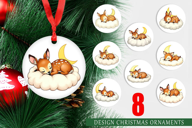 Ornament Sleepy Fawn Cloud Sublimation artnoy 
