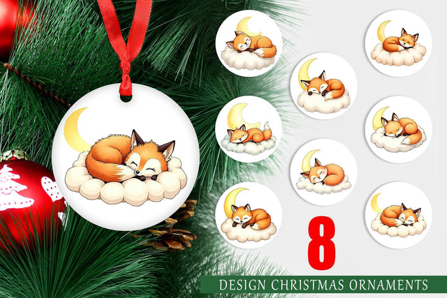 Ornament Sleepy Fox Cloud Sublimation artnoy 