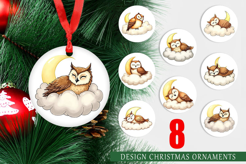 Ornament Sleepy Owl Cloud Sublimation artnoy 