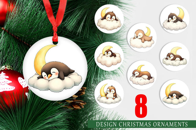 Ornament Sleepy Penguin Cloud Sublimation artnoy 