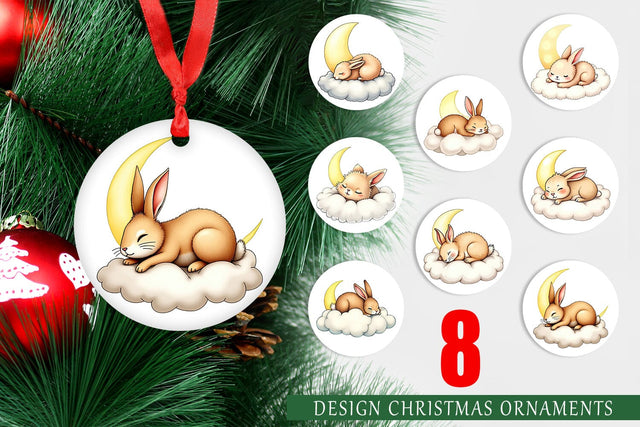 Ornament Sleepy Rabbit Cloud Sublimation artnoy 