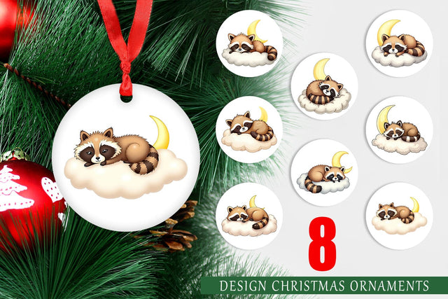 Ornament Sleepy Raccoon Cloud Sublimation artnoy 