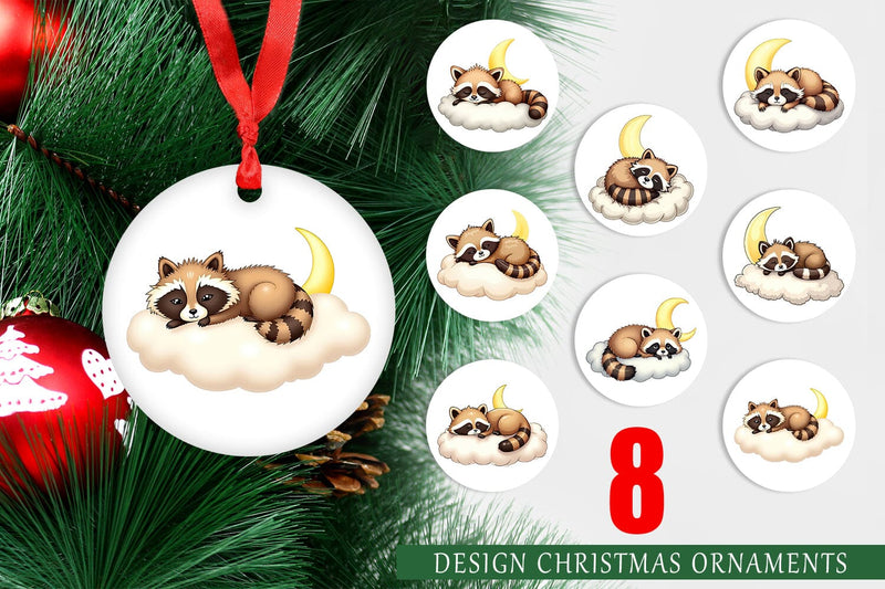 Ornament Sleepy Raccoon Cloud Sublimation artnoy 