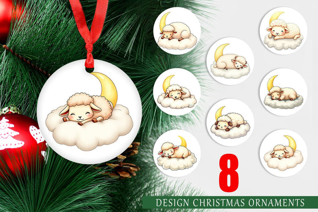 Ornament Sleepy Sheep Cloud Sublimation artnoy 