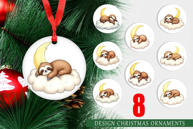 Ornament Sleepy Sloth Cloud Sublimation artnoy 