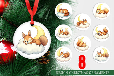 Ornament Sleepy Squirrel Cloud Sublimation artnoy 