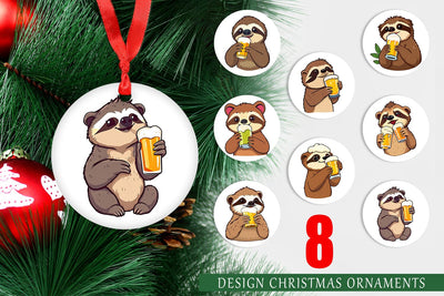 Ornament Sloth Beer Day Sublimation artnoy 