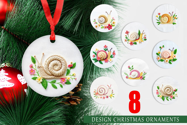 Ornament Snail Embroidery Sublimation artnoy 