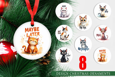 Ornament Snarky Felines Watercolor Sublimation artnoy 