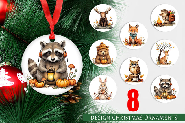 Ornament Snuggly Fall Critters Sublimation artnoy 