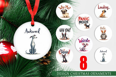 Ornament Socially Awkward Dog Watercolor Sublimation artnoy 