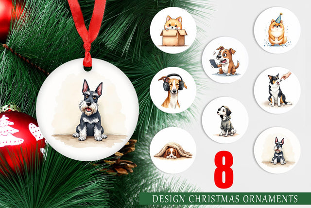 Ornament Socially Awkward Pups Sarcastic Watercolor Sublimation artnoy 