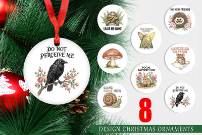 Ornament Socially Exhausted Introvert Botanicals Sublimation artnoy 