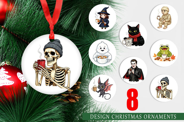 Ornament Spooky Coffee Sips Sublimation artnoy 