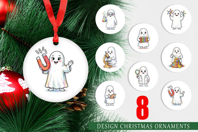Ornament Spooky Science Teacher Ghost Sublimation artnoy 