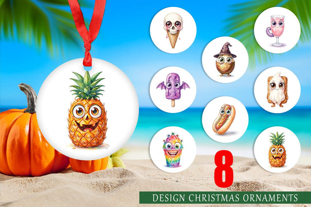 Ornament Spooky Summer Snack Watercolor Sublimation artnoy 