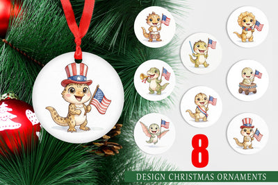 Ornament Spotted July 4th Parade Dino Sublimation artnoy 