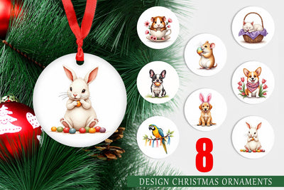 Ornament Spring Garden Pets Easter Watercolor Sublimation artnoy 