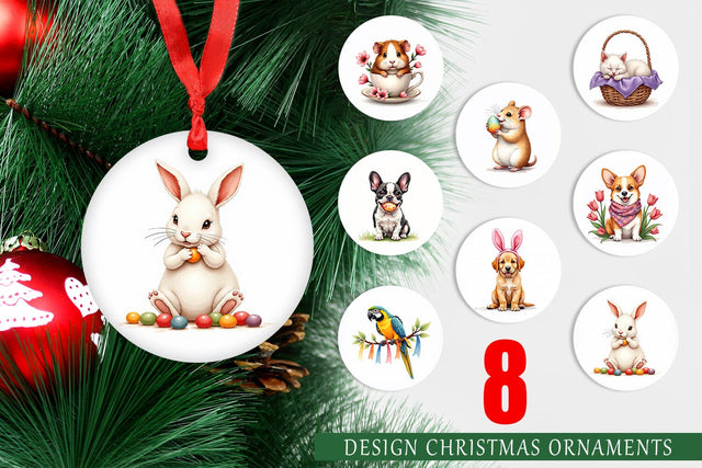 Ornament Spring Garden Pets Easter Watercolor Sublimation artnoy 