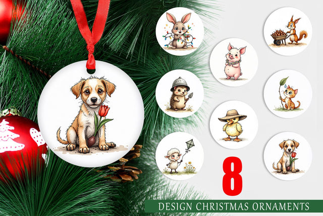 Ornament Springtime Shenanigans Playful Animal Antics Sublimation artnoy 