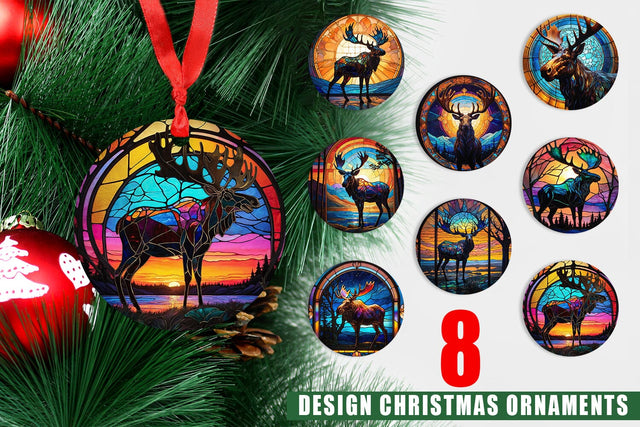 Ornament Stained Glass Deer Sublimation artnoy 